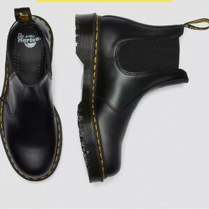 Dr. Martens Black Leather Ankle Boots with Elastic Panels